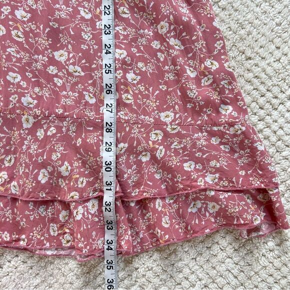 Papillon Floral Babydoll Tea Rose Flutter Sleeve Mini Summer Dress SZ XL - Jr - Picture 7 of 12